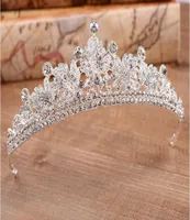 Coronas de boda de Pageant Quinceanera para mujeres Gold Crystal Bling Rhinestone Beading Hair Jewelry Headlepieces de novia Tiaras Gow3083814