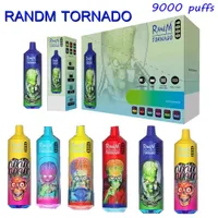 RandM Tornado 9000 Puffs Disposable Vape Pen E Cigarette With Mesh Coil RGB Light Rechargeable Battery 18ml Prefilled Pod Big Vapor Authentic