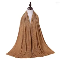Scarves Wrinkle Hijab Scarf Cotton Plain Elasticity Jersey Pleated Shawls Crinkle Long Muslim Head Wrap Scarves scarf 10pcs lot