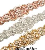 2022 Cinturones de boda de novia de lujo Gold Silver Rose Gold Wedding Sash Bling Diamond con cuentas de joyas hechas a mano 57cm5cm 3815477