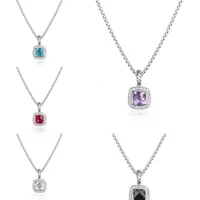 Collares Men Jewelry Dise￱adores Ed Collar de alta calidad PETITE Bluetopaz Negro Onyx Amethyst Garn￩ Diamante Joyer￭a High End Joyrys Women2982