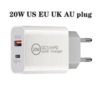20W Chargers USB Quick Type C PD Snel opladen QC 3 0 Wall Charge EU US Plugs Adapter voor iPhone 12 Pro Max USB-C Home Power Adapters 1259K