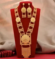 GLIGLI Luksusowe Dubaj Gold Kolor Zestawy biżuterii Afrykańskie Indian ślubne ślubne Prezenty dla kobiet Naszyjka Bransoletka Zestaw 2208082080