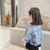 ジャケット2022ファッション春秋の女の赤ちゃんデニムジャケットパール韓国スタイルキッズカウボーイアウターウェアチルドレンコート