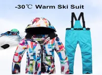 Nuova vestito da sci caldo spesso Donne Waterproof Skiing Skiing and Snowboard Giacca Pants Set Female Snow costumi Outdoor Wear2157222
