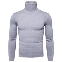 Herrtröjor Favocent Winter Warm Turtleneck tröja Män mode Solid Sticked Mens 2022 Casual Male Double Collar Slim Fit Pullover