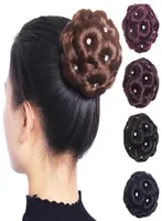Women Clip in Hairpiece Extensions Curly Hair Synthetic Chignon Plastic Combs Elastic Bride Bun Frisyrer Updo9935982