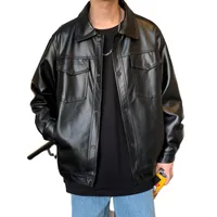 Men's Fur Faux Spring Loose Soft Leather Jacket Single Breasted Casual Biker 221116