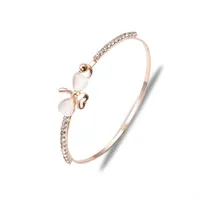 Charm Bracelets WJ-9838 Small Delicate Fragrance Wind Heart Clover Cateye Diamond Bracelet Wholale Yiwu Cheap Women&#039;s Alloy Bracelet