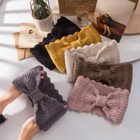 Bowknot Knit Women Women Headband Winter Soft Elastic Ear Warmer Turban For Lady Crochet Crochet Bandana Cabello Accesorios 6258 Q2