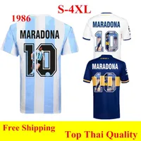 Thai quality 4XL 1986 Retro Argentina Maradona Home Soccer Jerseys 2021Boca Juniors home away Special Print Maradona Football Shir209f