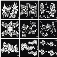 10 pezzi lotto Mehndi henny tatuaggio tatuatore stencil tatuaggi professionisti del modello di tatuaggio per la pittura a mano sposa236a