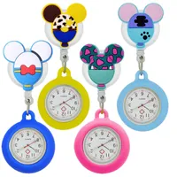 Pocket Watches Wholesale Lovely Cartoon Nurse Retractable PVC Silicone Reloj for Hospital Women Men Badge Reel 221116