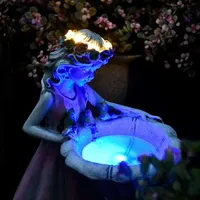 Flower Fairy Solar Decoration Resin Garden Statue Light Glow in the Dark Yard Sculpture Outdoor Angel Figure Garden Decor q08111918