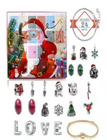 charm beads Christmas gift package DIY Jewelry Sets with gifts box snowflake candy santa christmas039s tree charms Accessories 1100203