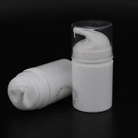 Shippimg 30pcsホワイトプラスチック50mlエアレスポンプローションエルミューションボトルスモール50g女性化粧品ポットクリームコンテナ338g