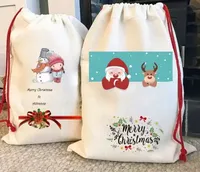 Wholesale New Sublimation Blank Santa Sacks DIY Personalized Drawstring Bag Christmas Gift Bags Pocket Heat Transfer bb1117