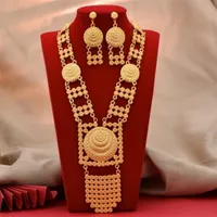 GLIGLI Luxus Dubai Gold Farbschmuck Sets African Indian Braut Hochzeit Geschenke Party für Frauen Halskette Armband Ohrringe Set 2208049628