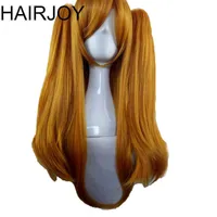 Cosplay Wigs HAIRJOY Synthetic Hair Cosplays Orange Blonde Double Ponytail Long Straight Cosplay Wig T221104