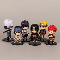 Naruto Car Decoration Toys 6 Pcs Sasuke Kakashi Itach Characters Set Anime Action Figures Doll Pvc Model Ornaments225V