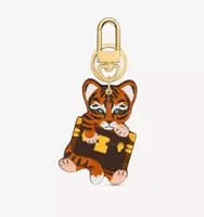 Tiger Keychain Charm Jewelry Holder para mujeres Accesorios de cadena de llave de cuero de cuero de cuero con caja1270565
