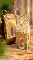 Kerstdecoraties Icraft 24Sets Advent Kalender Gingerbread House Geschenkdoos Kerstmis Treat Candy Favor Box met cadeau -tag -stick