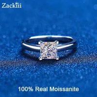 Certified Princess Moissanite Engagement Ring 1CT 2CT Colorless VVS Diamond Bridal Proposal Rings Sterling Silver Weddig Band X220214246p