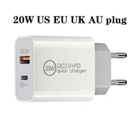 20W Chargers USB Quick Type C PD Snel opladen QC 3 0 Wall Charge EU US Plugs Adapter voor iPhone 12 Pro Max USB-C Home Power Adapters 1203T