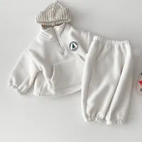 Clothing Sets Melario Baby Boys Clothing Sets Children Thicken Sweatshirt Kids Clothes Girls Solid Long Sleeve Pullover Tops Pant Suits 2pcs 221118