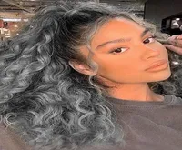 Silver grey human hair ponytail hairpiece for women lady Wave curly drawstring women ponytail hair extension real brazilian human