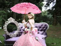 Fans Parasols Vintage 1850039s Princess Lace Bridal Umbrellas Shower Battenburg Victorian Lady Pink Wedding Umbrella Ombrelle
