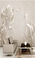 Custom 3d Po wallpapers threedimensional plaster embossed magnolia flowers birds white TV background wallpaper Home Decor5662878