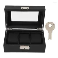 Jewelry Pouches Small Watch Organize Case Protective Portable 3 Slot Display Box Exquisite Gift Wipe Cleaning With Clear Lid For Bracelet
