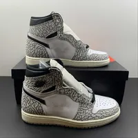 Basketball Shoes Jumpman 1 High OG White Elephant Print Outdoor Sneakers DZ5485-052 With Original Box