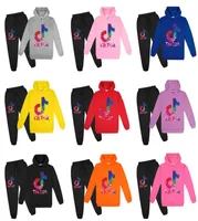 Tiktok Sportswear two piece Tracksuit hooded outfit for 100170 kids child teenages tik tok Hoodie pullover and Track Pants Sport 3841588