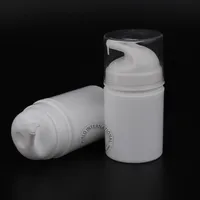 Shippimg 30pcsホワイトプラスチック50mlエアレスポンプローションエルミューションボトルスモール50g女性化粧品ポットクリームコンテナ252J