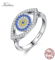KALETINE Blue Evil Eye Ring 925 Silver Sterling Rings For Women Lucky Big Turkish Eyes Charm CZ Stone Ringlet Jewelry KLTR1356016968
