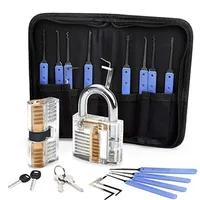 Lock Pick Set 17-Piece Lock Picking Tools With 2 Clear Practice And Training Locks219K