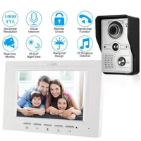 7 inch Wired Video Doorbell Indoor Monitor IR-CUT Rainproof Outdoor Camera Visual Intercom Two-way Audio Remote Unlock11978