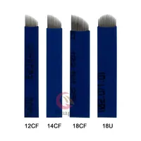 0 18mm Blue Flex Microblading Eyebrow Needles Manual Tattoo Pen Needles Blade With 12 14 18 18U Pins For 3D Eyebrow Brodery2829