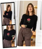 Women039s Sweaters Legal System 2022 Autumn And Winter Rose Embroidery Mohair Blended Knitted Pullover Sweater Female 306661581270