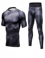 Männer Bodybuilding Compression Tracksuit Fitness Schwarz Running T -Shirt Pant Legging Men039S Sportswear Demix Gym Sportanzug 5133059