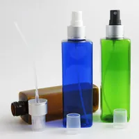 30 PCs 240ml quadrado de névoa plástica garrafa de spray 8oz Clear Azul Amber Green Perfum Atomiser Bottle para Travel302m recarregável302m