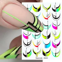 Klistermärken dekaler Harunouta Geometry Line Fluorescence 3D Nail Art Reflective Glitter Powder Paper Wraps Manicure Tips Decoration 221114