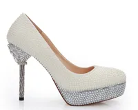 12cm Heels Ivory Pearl Bridesmaid Shoes Wedding Bridal High Heel Shoes Stilettlo Heel Wedding Celebration Party Pumps 4196356