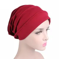 Women India Hat Muslim Ruffle Cancer Chemo Hat Beanie Scarf Turban Head Wrap Cap Casual Cotton Blend comfortable Soft material12818
