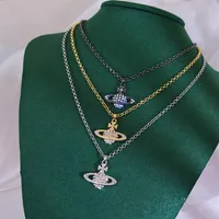Vivian silver Saturn Pendant Necklace Vivienne Punk Collar Chain Women&#039;s Fashion Jewelry209t