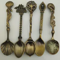 5 pezzi cucchiai di caff￨ vintage in stile reale in bronzo intagliato piccoli caff￨ da caff￨ bar cucina posate posate mini dessert cucchiai per snack