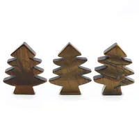 3 stuks Tiger Eye Healing Crystal Stones Hanger Mini Kerst Tree Desk Ornament Pocket Stone Home Office Kerstdecoratie