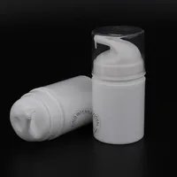 Shippimg 30pcsホワイトプラスチック50mlエアレスポンプローションエルミューションボトルスモール50g女性化粧品ポットクリームコンテナ295c
